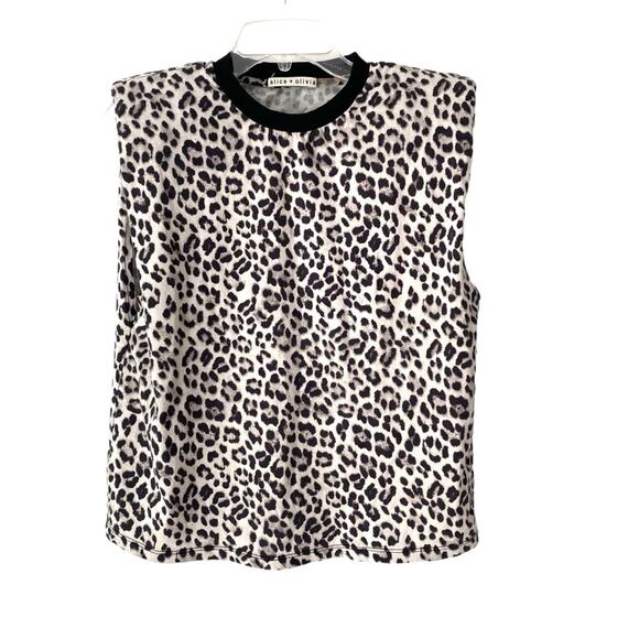 Alice + Olivia Braxton Animal Print stop size medium Black Cream - Picture 4 of 9